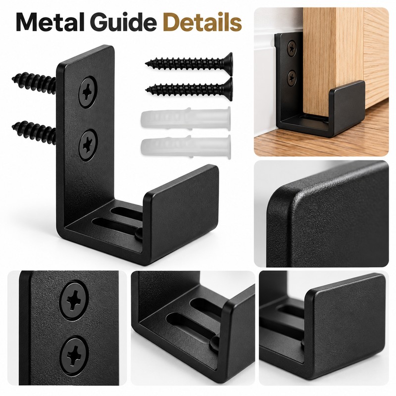 Adjustable Barn Door Guide – Black Stainless Steel Floor and