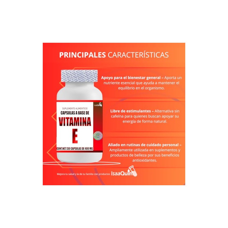 IsaaQuim | Vitamina E 11 mg | 120 Cápsulas |