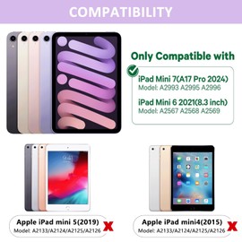 FUWANG Touchpad Keyboard Case for iPad mini 7 A17 Pro 2024 & Mini 6th Generation 2021 8.3 inch - 360° Rotate 7 Color Backlit Keyboard for iPad mini 7th 6th Generation with Pencil Holder, Purple