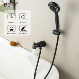 BEIYI Tub Spout with Diverter Matte Black, 5 Settings Metal Bathtub Faucet with Sprayer High Pressure Bath Tub Faucet Set