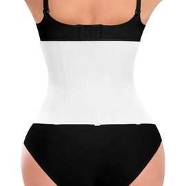 Werkiss Waist Trainer, Women's Corset, Tummy Control Bodice, Shapewear Corset with 3 Rows of Hooks, Corset with 7 Steel Bones, Waist Trainer (#1 White, Height 24.5 cm, S)