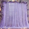 10x10ft Purple Tulle Backdrop Curtain with Lights String for Parites,