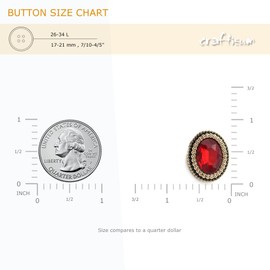 Craftisum 20 pcs Red Oval Rhinestone Metal Shank Sewing Coat Buttons - 21mm - 27/32"