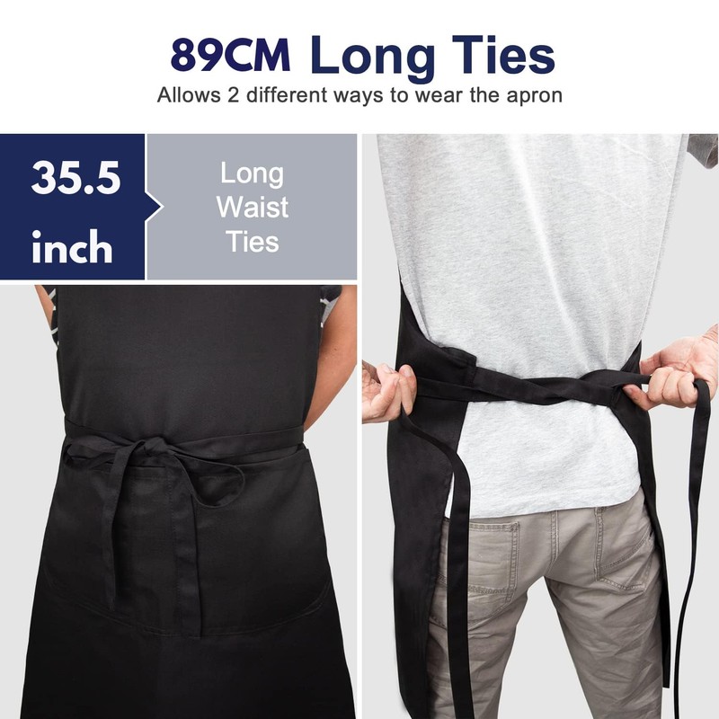 Apron,2 Pack H HOME-MART Adjustable Bib Chef Apron Cooking Apron