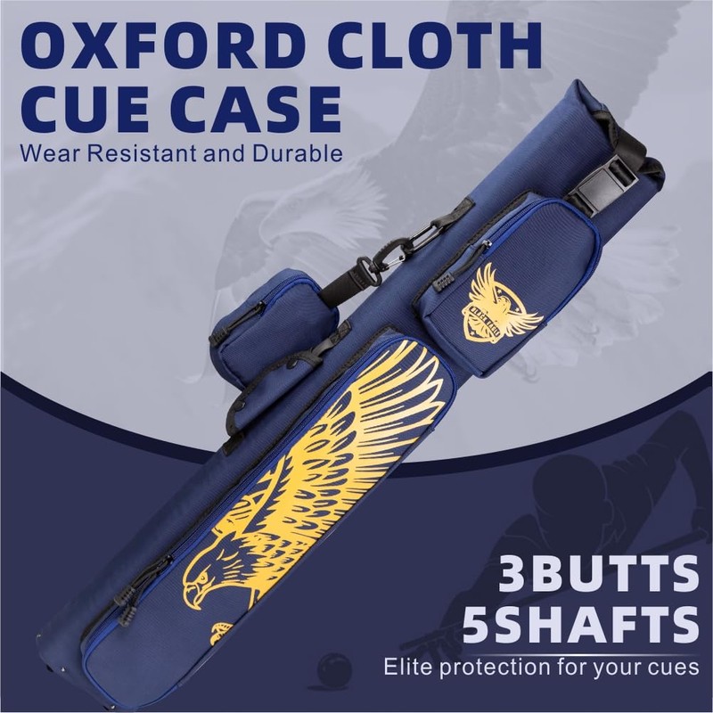 AMAZCHAT 5X3 Pool Cue Case for 3B5S,Detachable Adjustable Dual Shoulder