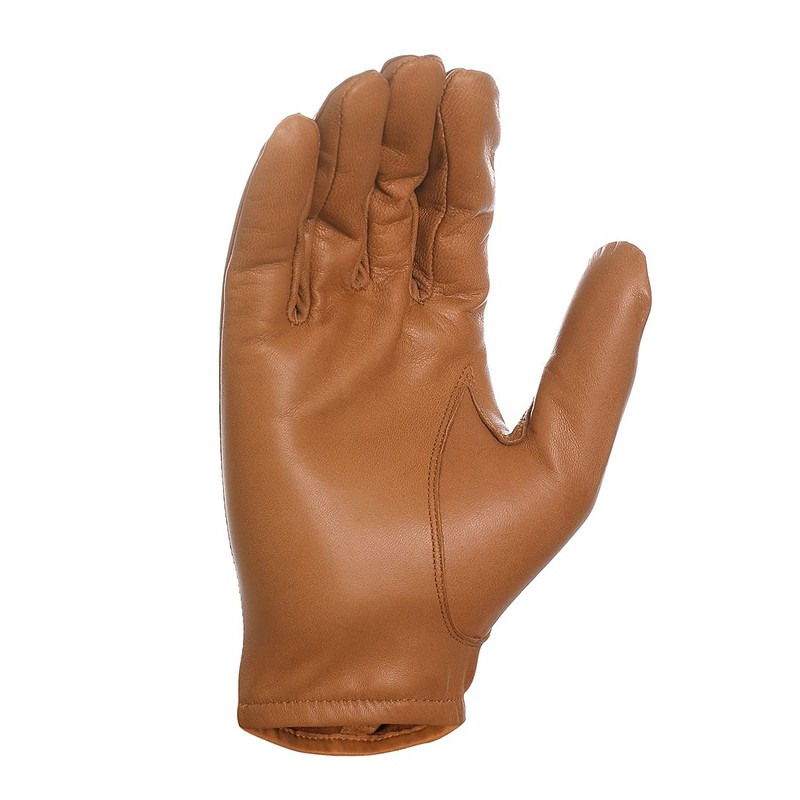Harssidanzar Mens Thin Unlined leather police duty gloves GM031EU,Tan,Size L