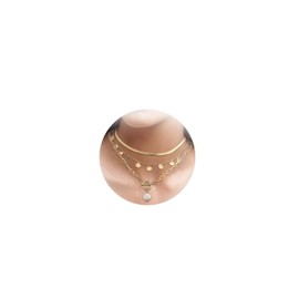 Layered Necklace for Women Pearl Coin Pendant Necklace Dainty Multilayer Chain Gold Plated Choker Necklaces for Women Girls (A)