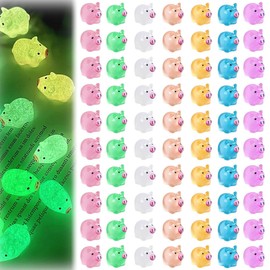 70 Stück Mini Leuchtende Tiere, Mini Harz Schwein im Dunkeln Leuchtend, Miniatur Bunte Harz, für Dekoration von Miniatur Landschaftsgärten, Topfdekoration Garten Landschaft