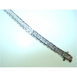 Sterling 925 Silver Ring, Modern Designer Princess Cut Stone Set 7.5" inch Tennis Bracelet for Women/Ladies