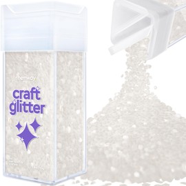 Hemway Craft Glitter Shaker 110g / 3.9oz Glitter for Arts, Crafts, Resin, Tumblers, Nails, Painting, Decoration, Festival, Cosmetic, Body - Super Chunky (1/8" 0.125" 3mm) - White Iridescent
