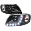 Projector Headlights w/SMD LED Light Strip (Black Housing/Clear Lens) Made