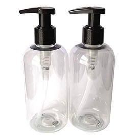2 X 250ML Clear PET Empty Plastic Bottle with Lotion Pump Dispenser - Recyclable