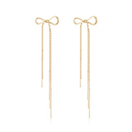 Gold Bow Earrings for Women Trendy Stuff Cute Bow Pearl Drop Dangle Earrings Bowknot Stud Wedding Party Daily Jewelry Accessory Gifts Stocking Stuffers for Women