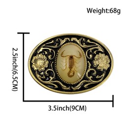 XGALBLA Cool Western luminous stone 3D Scorpion Belt Buckle For Men(Gold tone)