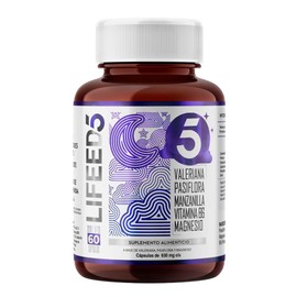 Lifeed5 SLEEP 60 Capsulas | Magnesio, Vitamina B6 del complejo B, Valeriana, Pasiflora, Manzanilla | 60 Dias de Suplemento Alimenticio Multivitaminico hombre y mujer en capsulas inspiradas en Relajacion y Sueño Profundo con Valeriana y Pasiflora