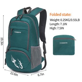 FENGDONG - Mochila de viaje plegable y ligera, impermeable, plegable, para senderismo, para hombres y mujeres, color verde oscuro