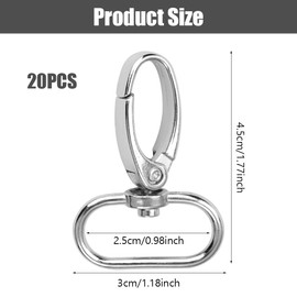 Pack of 20 Carabiner Hook Key Chains, 25 mm Carabiner Hook with Swivel, 360° Rotatable Key Fob D-Rings, Metal Key Fob Carabiner Hook for Bag Accessories, DIY Lanyard Crafts
