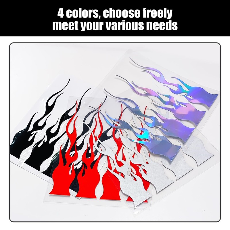8 Pairs of Flame Stickers, Creative Reflective Stickers, Body Scratches