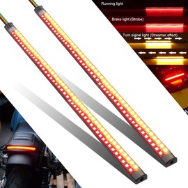 HENLIX 2Pcs 11.8" Motorcycle LED Tail Light Strips 90 LEDs Red Brake Tail Light Stop Tail Lihgt Amber Turn signal Light Multifunction Waterproof Flextible LED Strips for Motorcycle ATV.