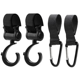 Pram Hooks, Pack of 4 - Bag Holder for Changing Bags - Pram Attachment - Non-Slip Stroller Hooks - Multi-Purpose Pram Accessories