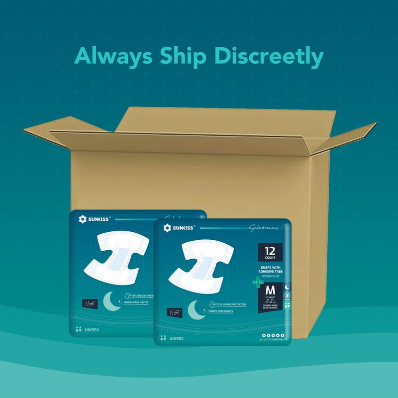 SUNKISS TrustPlus Unisex Adult Diapers, Medium, 12 Count - Heavy