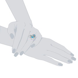 Honolulu Jewelry Company Twin Hawaiian Turtle Honu Silver Ring with Simulated Blue Opal, Size 9