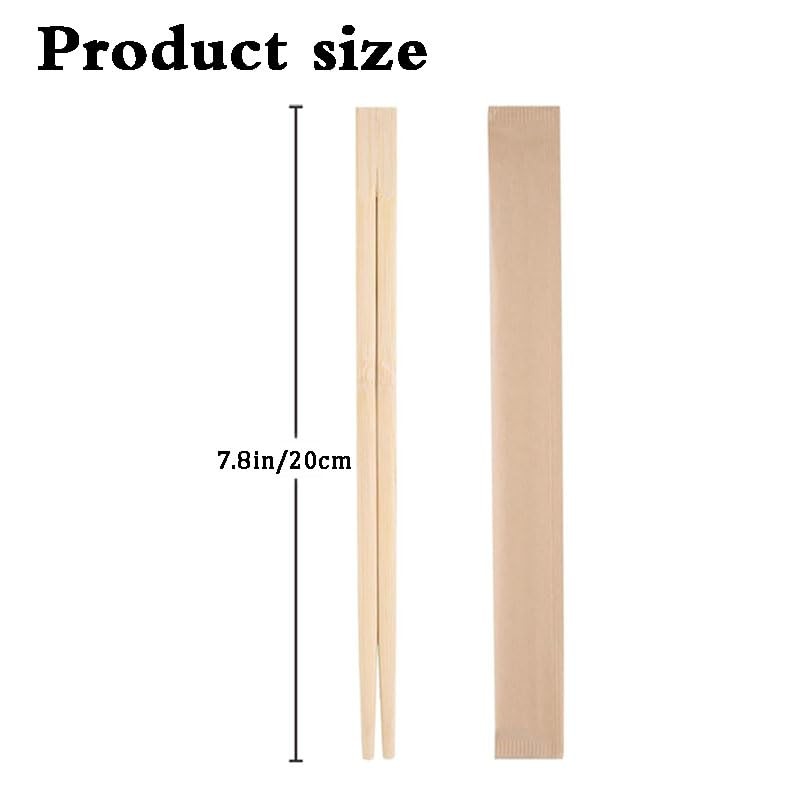 ‌100Pairs Disposable Chopsticks，7.8Inch Bulk Bamboo Utensils for Restaurants, Catering, Sushi,