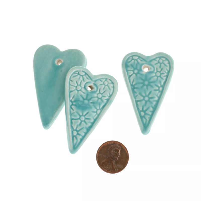 Unbranded 4 Blue Heart Ceramic Charms - Z248