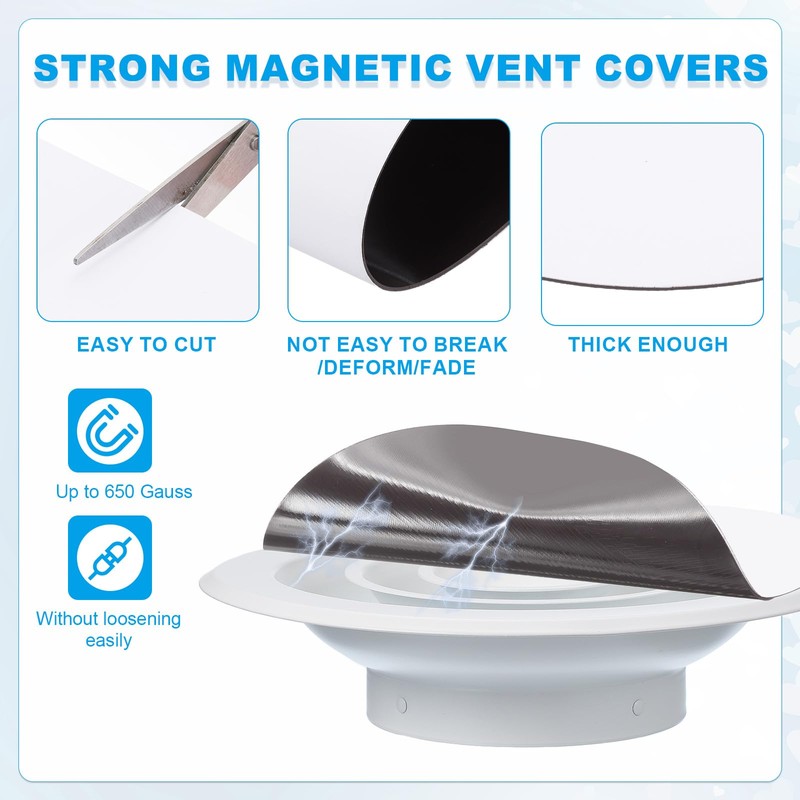 MECCANIXITY 4 Pcs Magnetic Vent Covers, Dia.6.5" Round Air Vent