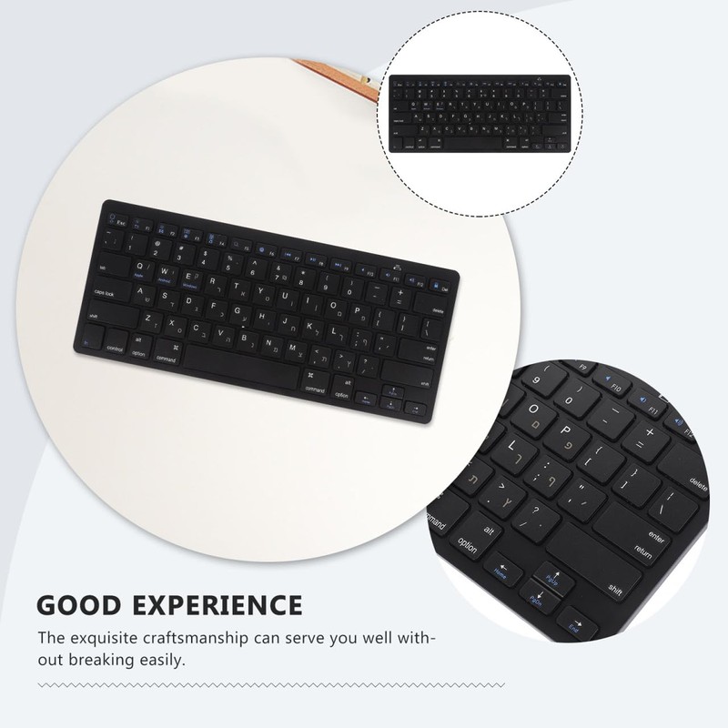 Hebrew Keyboards, Black Keyboards Silent Wireless Ultra-Thin Multimedia Full-Size Low