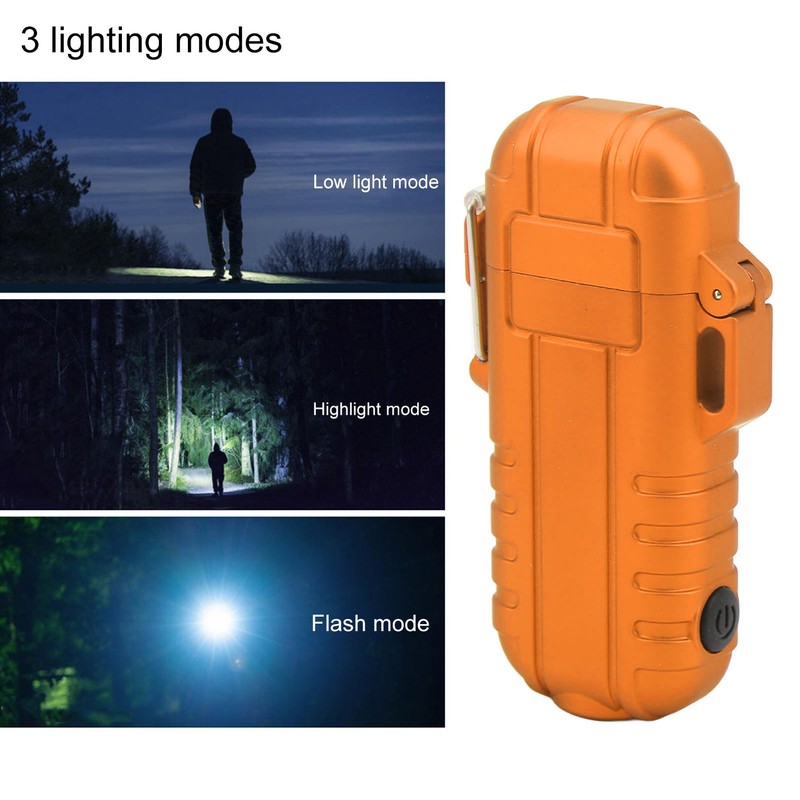 Outdoor Double Arc Electric Lighter Portable Waterproof Flashlight Lighter Charging