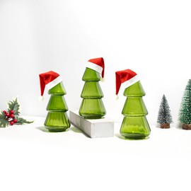 XXXFLOWER 3Pcs Tree-Shaped Glass Planter Christmas Tree Decorations for Tabletop Hydroponics Home Office Garden Green Propagation Station Vase for Flowers Gifts for Plant Lovers（Plant NOT Included）