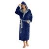 U2SKIIN Mens Fleece Hooded Robe Plush Bathrobe (Navy/Light Grey, S/M)