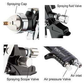 PNTGREEN Professional HVLP Gravity Feed Air Spray Gun - 1.4mm -1.8mm Nozzle,20 Oz (Free Spray Gun Keychain)