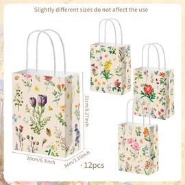 BACH AND BOUJEE 12 PCS Wildflower Party Favors Gift Bags with Handles Butterfly Floral Goodie Treat Bags Boxes for Wildflower Birthday Baby Bridal Shower Wedding Party Supplies