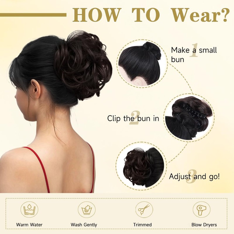 YKHJH Messy Bun Hair Piece Clip-In Ponytail Bun for Women,