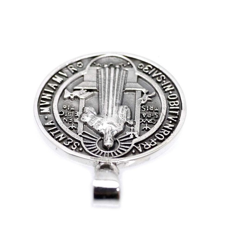 Silver One 925 Silver Saint Benedict Medal Pendant Top, Men’s