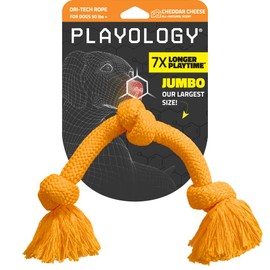 Playology Dri Tech Rope Dog Chew Toy for Large Dog Breeds (35lbs & up) - Engaging, All-Natural Cheddar Cheese Scented Dog Toys for Tough Chewers - Easy to Clean - Interactive and Non-Toxic