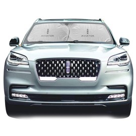 iPick Image for - Lincoln Aviator Universal Fit 34" W x 30" L Dual Panels Easy Folding Windshield Sun Shade