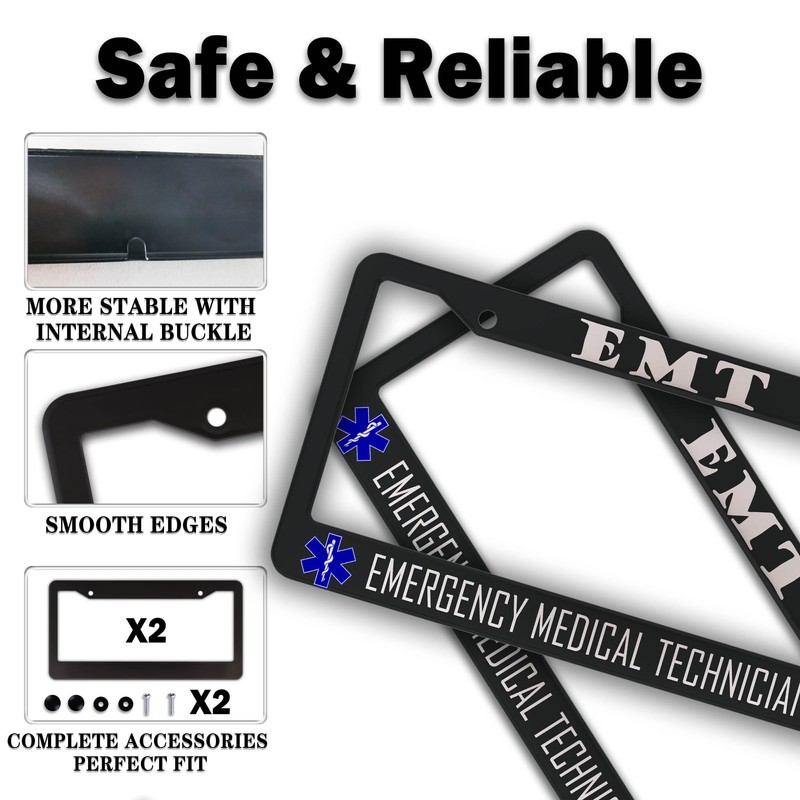License Plate Bracket Black and White License Plate Frames EMT