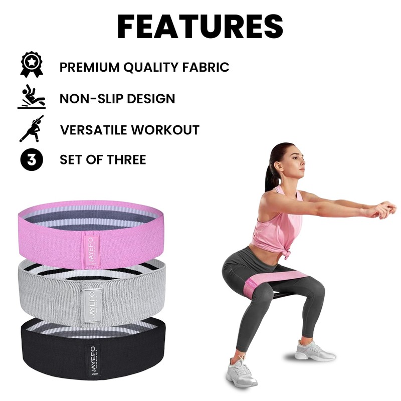 JAYEFO RESISTANCE BANDS - SET of 3 Exercise Bands for