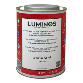 Luminos LUM1110 - Coral - Oudoor Water-Based Wood Finish Stain Protector BIO-Based Protector. - Coral Red 3QT