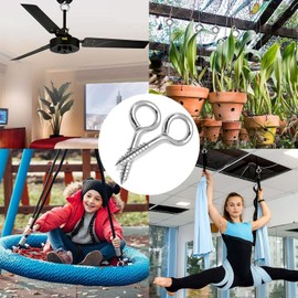 FFWHKON 5 Inch Eye Hooks, Eye Bolts Screw in, 8 Pack Heavy Duty Silver Large Screw Eye Hooks for Hanging, Tie-Downs, Heavy-Duty Applications