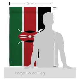 Breeze Decor HS108242-BO Kenya World Nationality Decorative Vertical, House Flag Set 28"x 40" w/Flagpole, Multi-Color