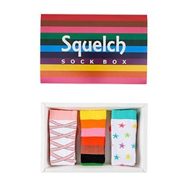 Squelch Childrens Sock Boxes For Welly Boots - Kids Colourful Socks, Wellies and Wellington Rainsocks (New Box 1 (Ages 3-6))