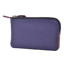 Sergio Tacchini Key Case Key Bag Genuine Leather with Zip, Double and Detachable with Press Stud, Coin Pocket, Multi-Colour, Modern Design, Unisex, plum