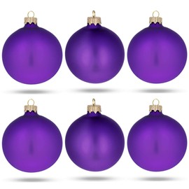 BestPysanky Set of 6 Purple Matte Glass Ball Christmas Ornaments 3.25 Inches