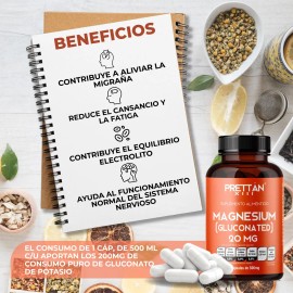 Gluconato Magnesio 20mg Suplemento Capsulas Prettan Sabor