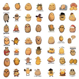50 Pcs Funny Potato Vinyl Stickers,Funny Stickers,Vinyl Waterproof Sticker for Kids Teens Girls,for Phone Laptop Bottles Skateboard Computer Phone Luggage Sticker Guitar Gifts