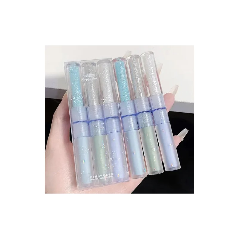 3 Sombras De Ojos Líquidas Con Doble Punta Brillantes Mates